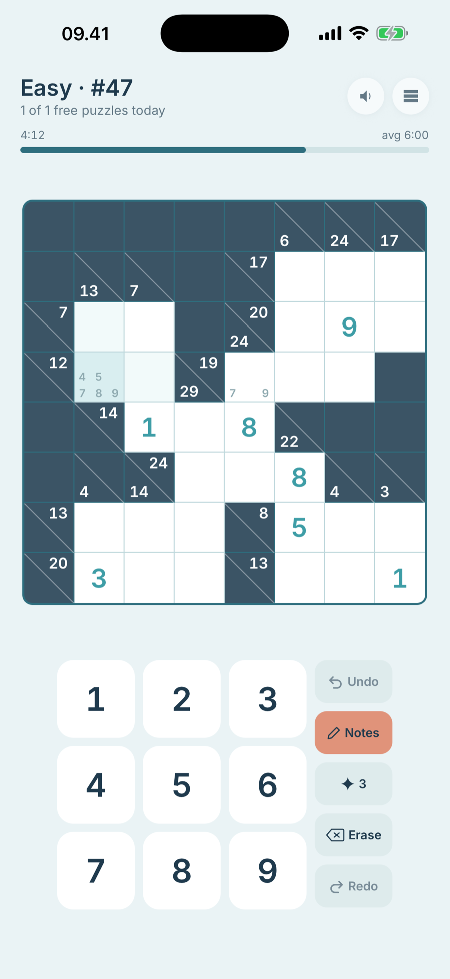 Candidates pencilled into two cells of a run