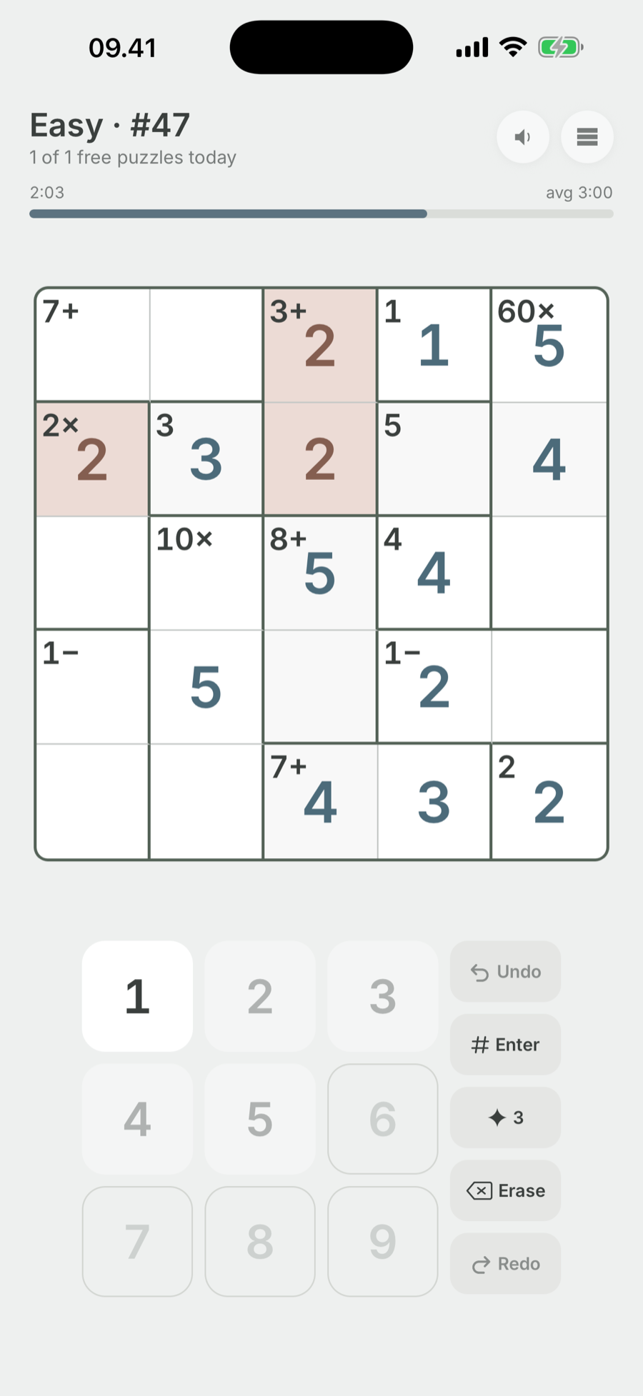 A wrong digit tinted, with every other instance of it lit across the grid